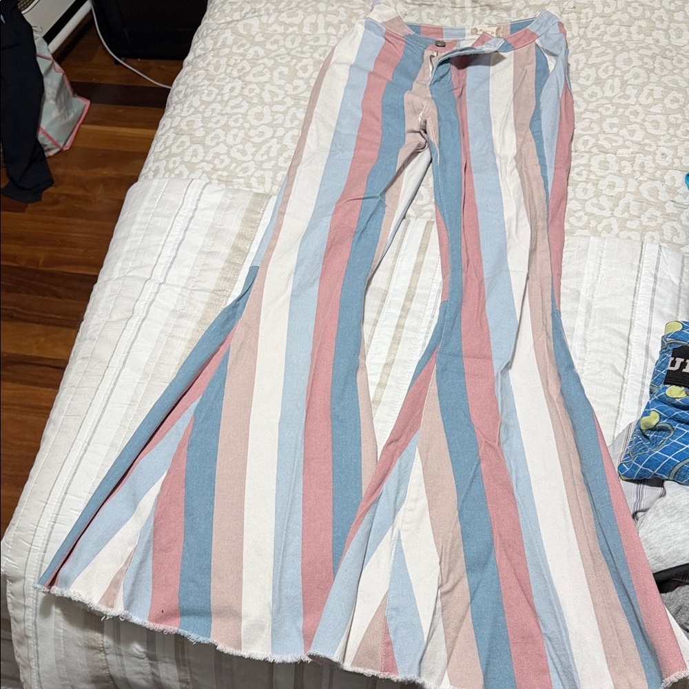 Altar'd State Multicolor Striped Flare Jeans